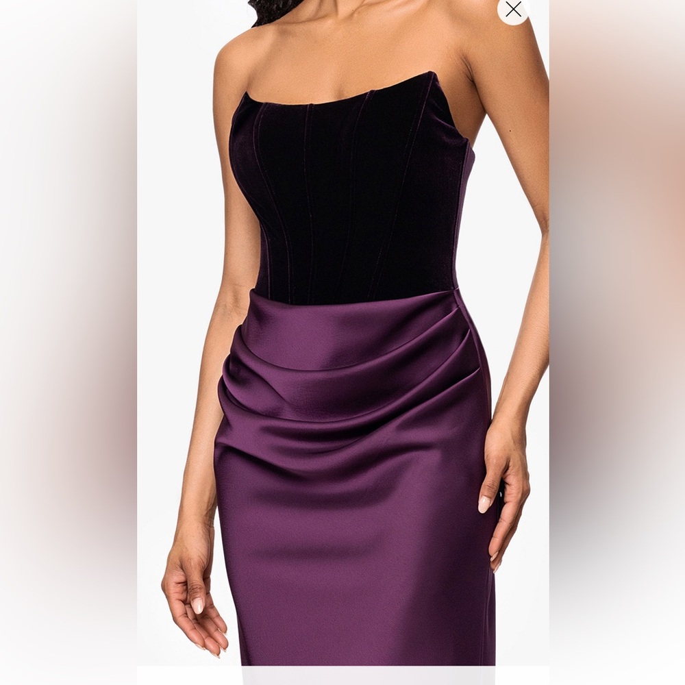 Betsy & Adam Strapless Purple Dress - Picture 3 of 10